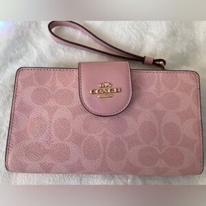 Coach Signature Pink Wristlet Clutch